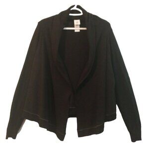 CAbi Winsome Open Front Cardigan Sweater Black Long Sleeve Cotton Blend - XL